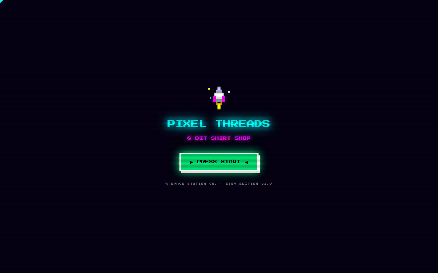 Pixel Threads, an 8-bit styled Etsy shirt storefront